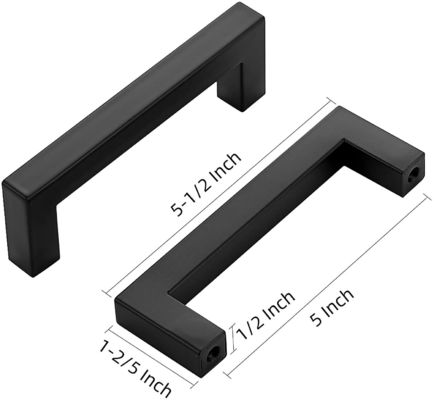 4mm-5mm épaisseur Matte Black Carré Cabinet Poignées pour la taille personnalisée en 5 pouces
