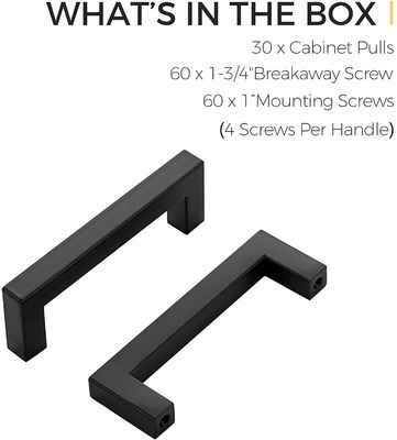 4mm-5mm épaisseur Matte Black Carré Cabinet Poignées pour la taille personnalisée en 5 pouces