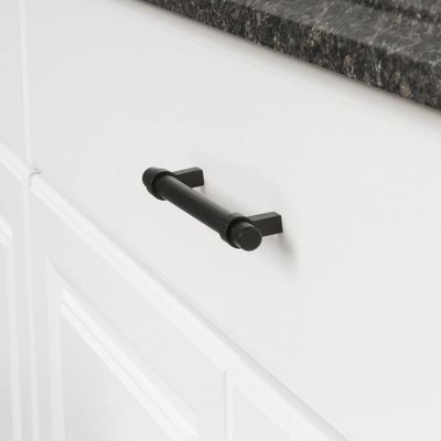 6.63 pouces en acier inoxydable barre droite armoire poignée 5 pouces trou au centre plat noir