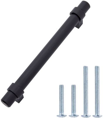 6.63 pouces en acier inoxydable barre droite armoire poignée 5 pouces trou au centre plat noir