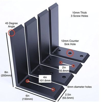 Service de supports de table flottante sur mesure non standard/suports de table de rangement montés sur le mur en acier au carbone
