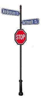 Base de pôle et supports supérieurs de panneaux de signalisation côte de la route en laiton personnalisés à la demande du client