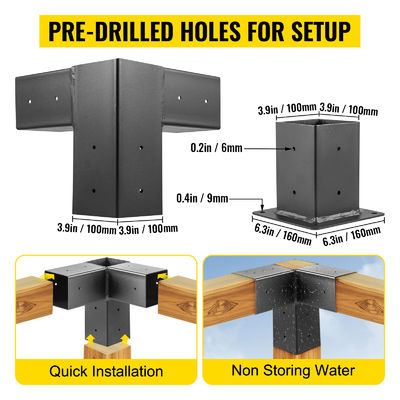 Kit de pergola en acier pour espaces extérieurs avancés avec support en bois et supports personnalisés